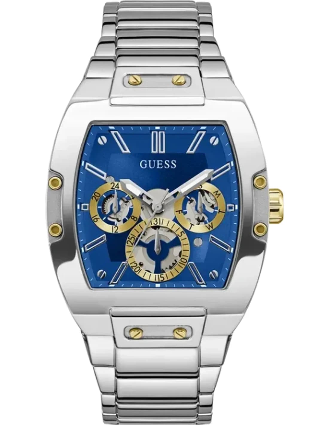 Montre Homme Guess Phoenix GW0456G5 bracelet acier argent cadran bleu multifonction