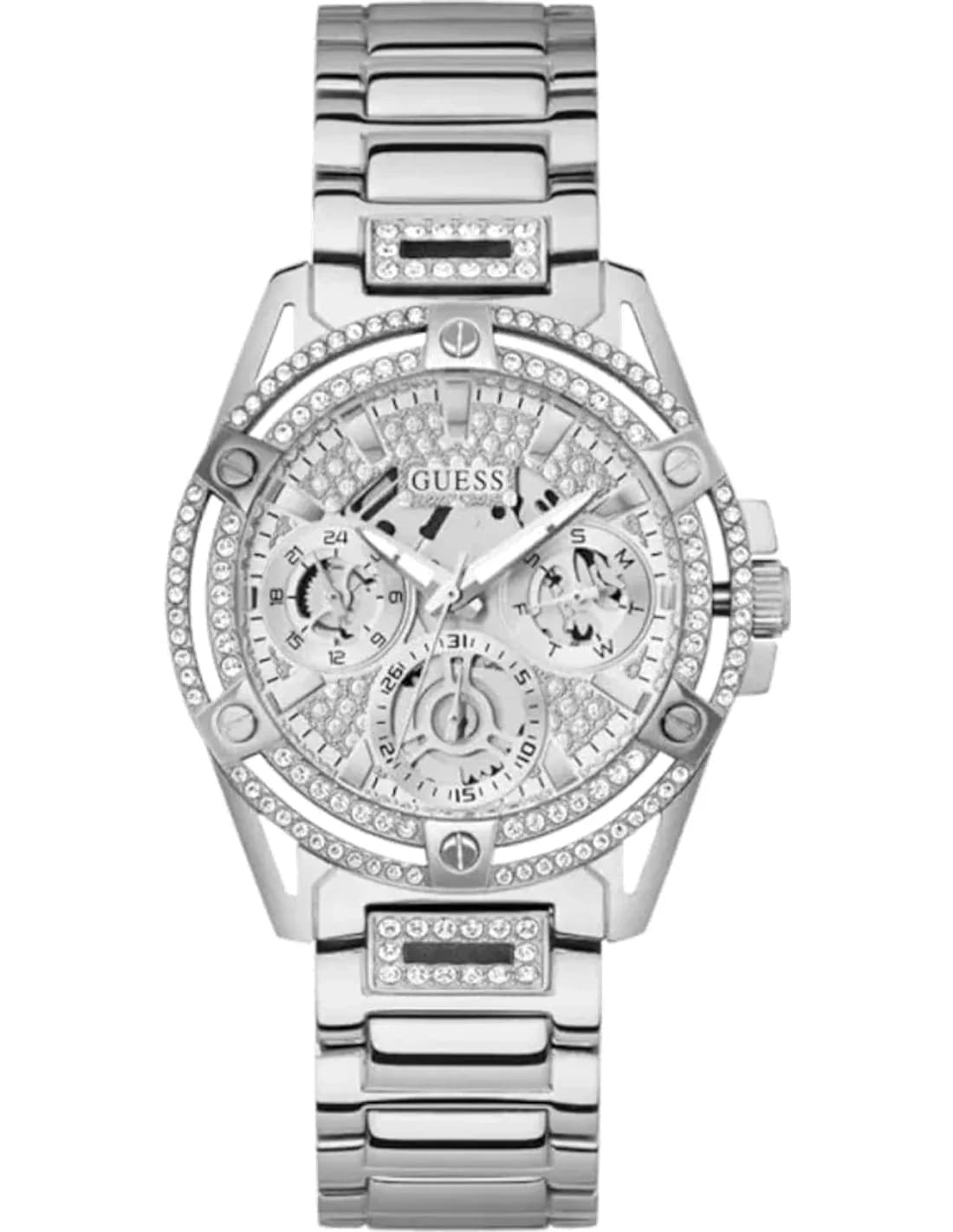 Montre femme Guess Queen GW0464L1 en acier argenté cadran orné de cristaux