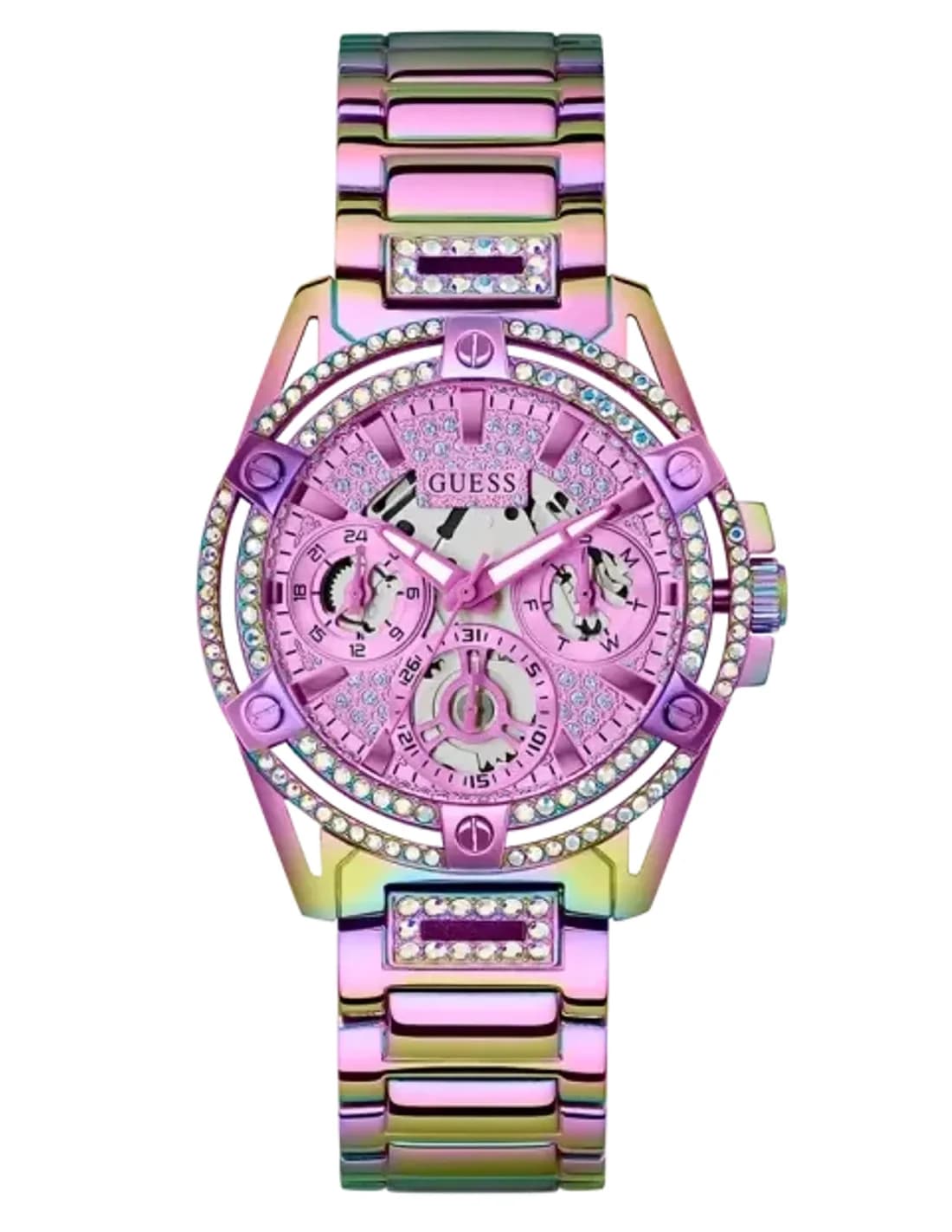 Montre Femme Guess Queen GW0464L4 Acier Arc-en-ciel et Cristaux