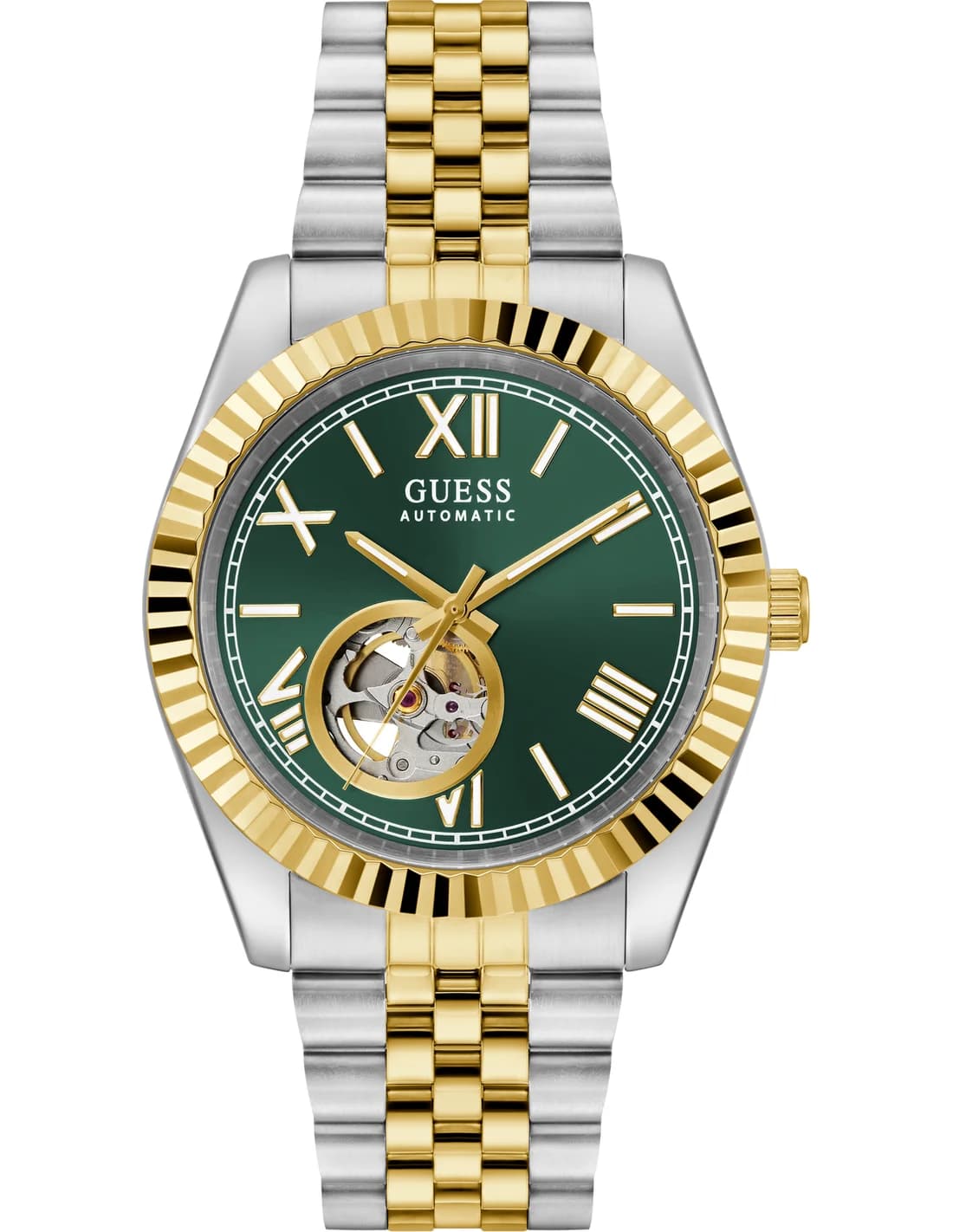 Montre Homme Guess Connoisseur Automatique GW0984G4 cadran vert bracelet acier bicolore