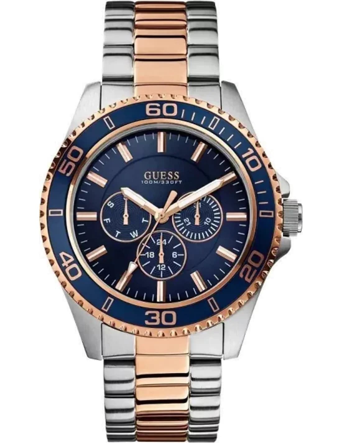 Montre Homme Guess Iconic W0172G3 Bracelet en acier or rose et argenté