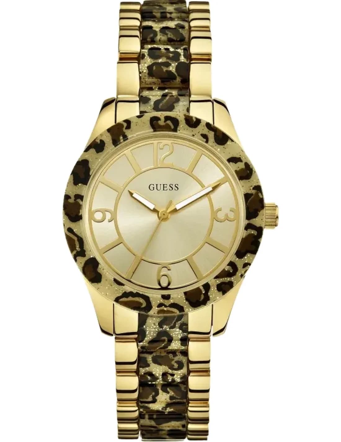 Montre Femme Guess Trendy or W0014L2 Léopard et paillettes