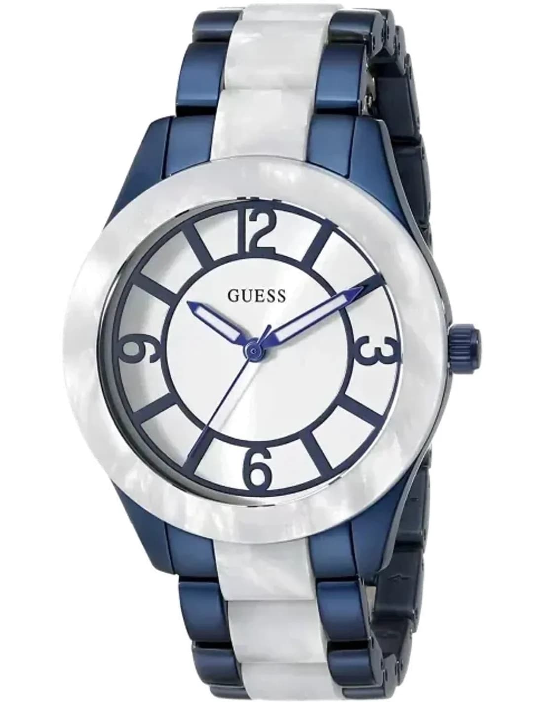 Montre Femme Guess W0074L3 Bracelet blanc et bleu acétate et acier
