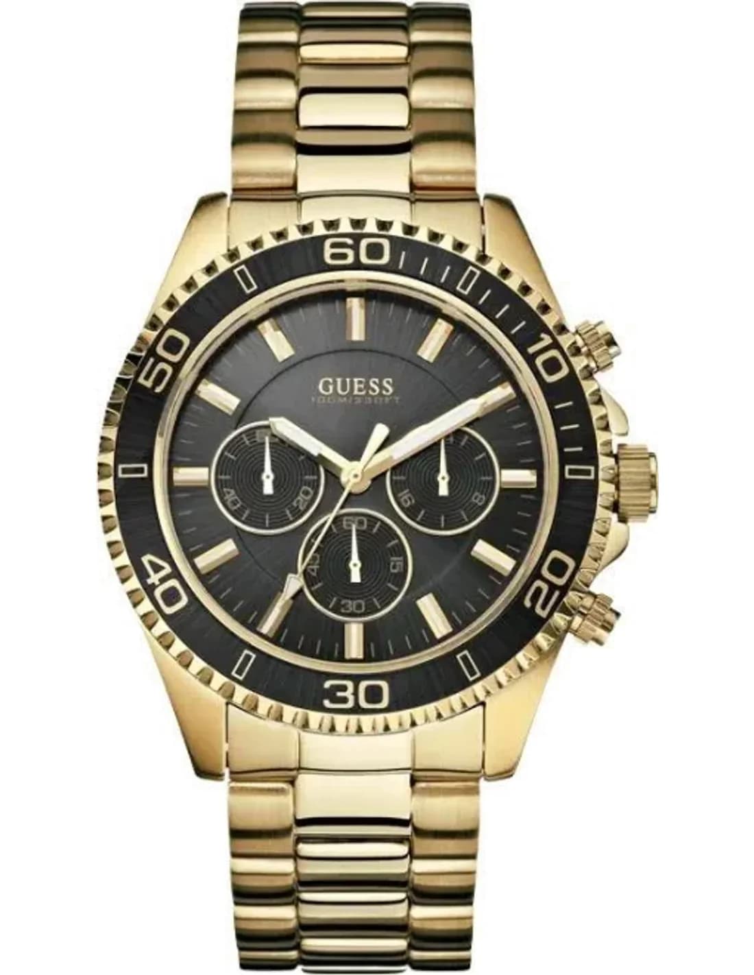 Montre Homme Guess Trendy W0170G2 à cadran noir et bracelet doré