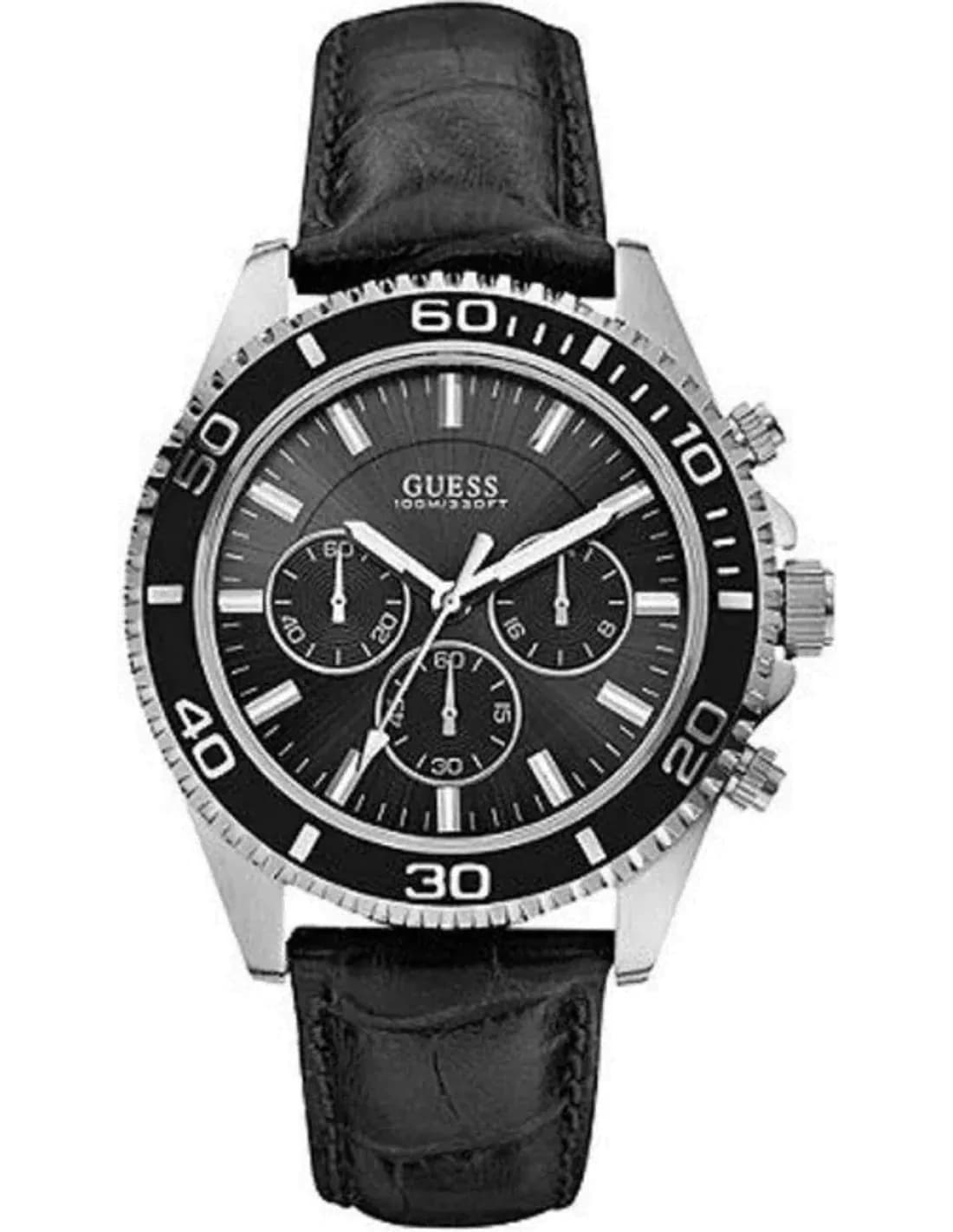 Montre Homme Guess W0171G1 Bracelet Cuir Noir