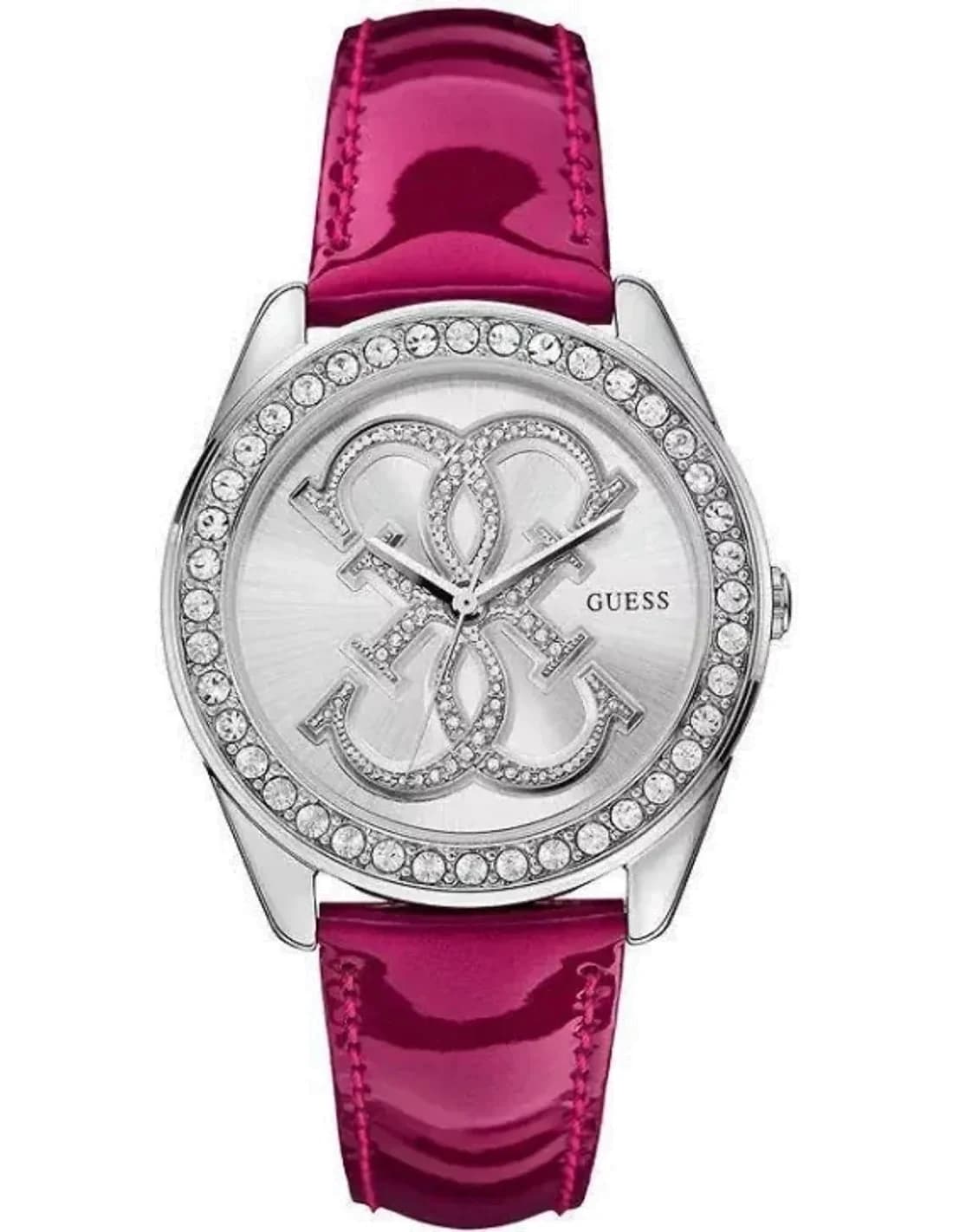 Montre Femme Guess W0208L3 Bracelet rose en cuir verni