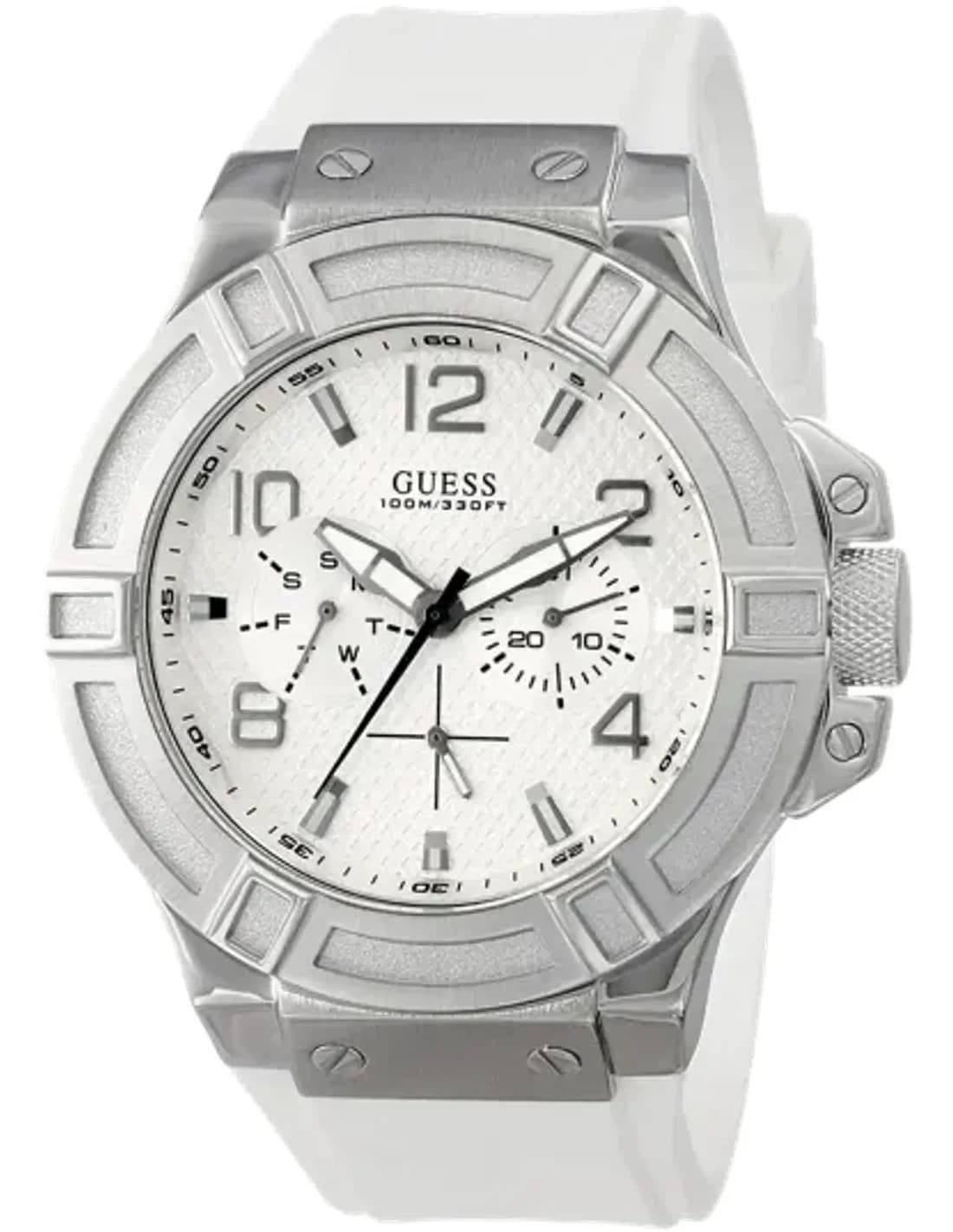 Montre Homme Guess Sporty Rigor W0247G1 Bracelet silicone blanc