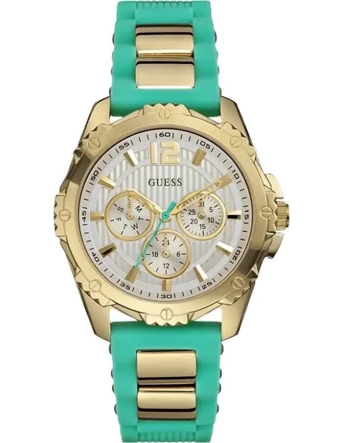 Montre Femme Guess Intrepid 2 W0325L4 Bracelet en acier doré et silicone vert