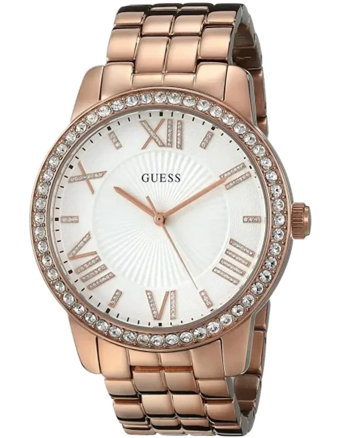 Montre Femme Guess Allure W0329L3 Lunette avec strass et bracelet couleur or rose