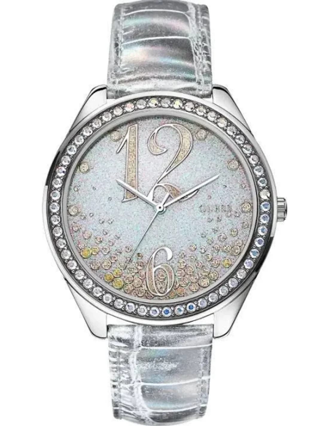Montre Femme Guess Stardust W0337L1 Bracelet en cuir argenté irisé