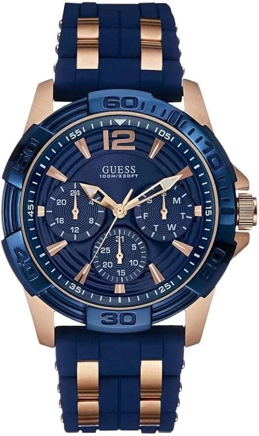 Montre Guess W0366G4 homme cadran bleu bracelet caoutchouc / silicone