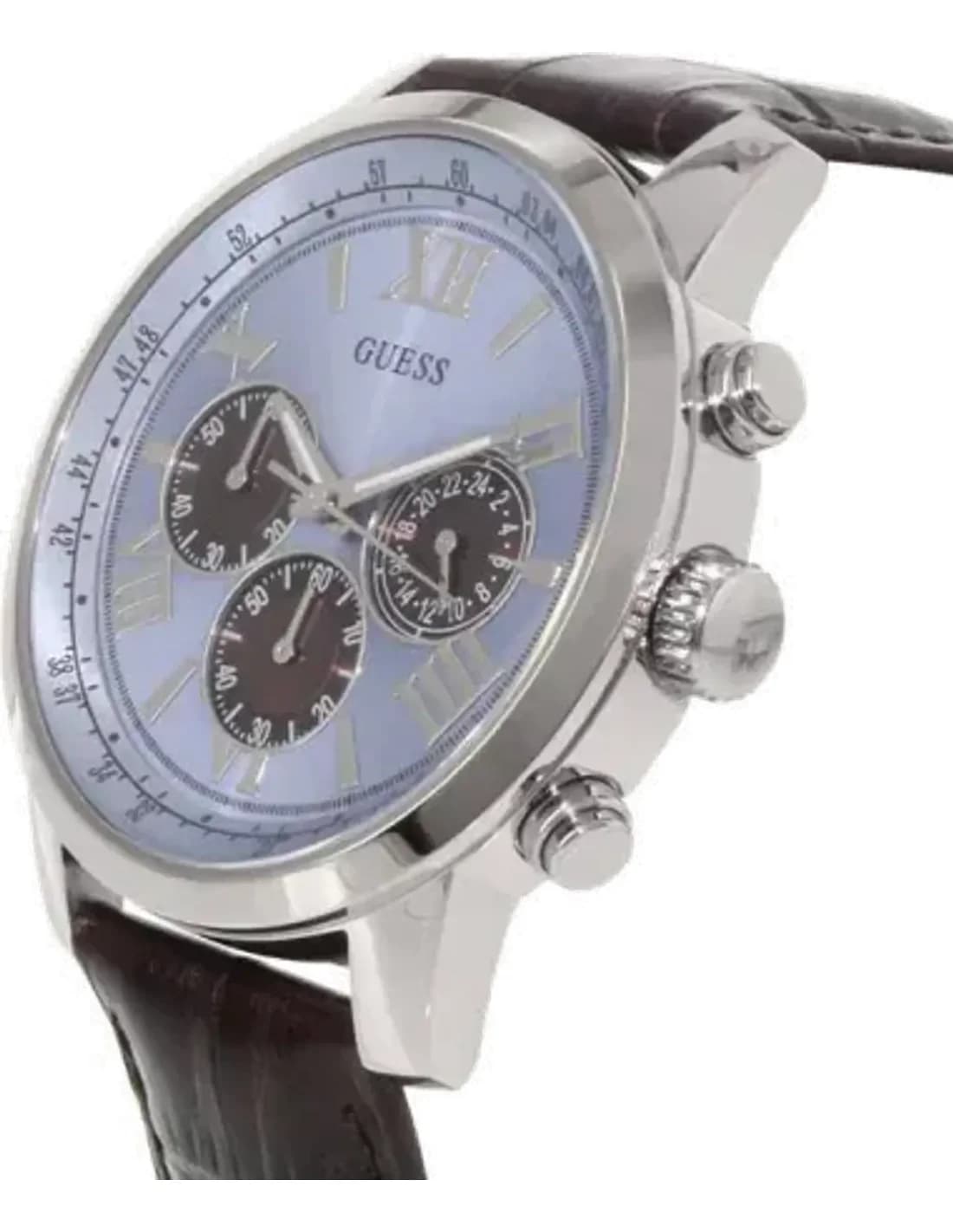Montre Homme Guess W0380G6 Chronographe à compteurs bruns et cadran bleu