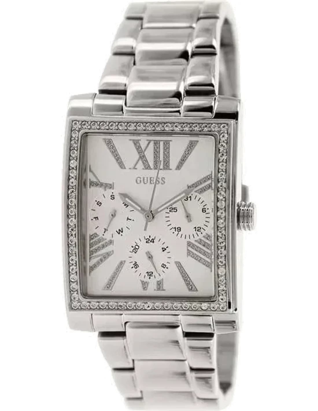 Montre Femme Guess W0446L1 Boîtier rectangulaire et strassé en acier inoxydable