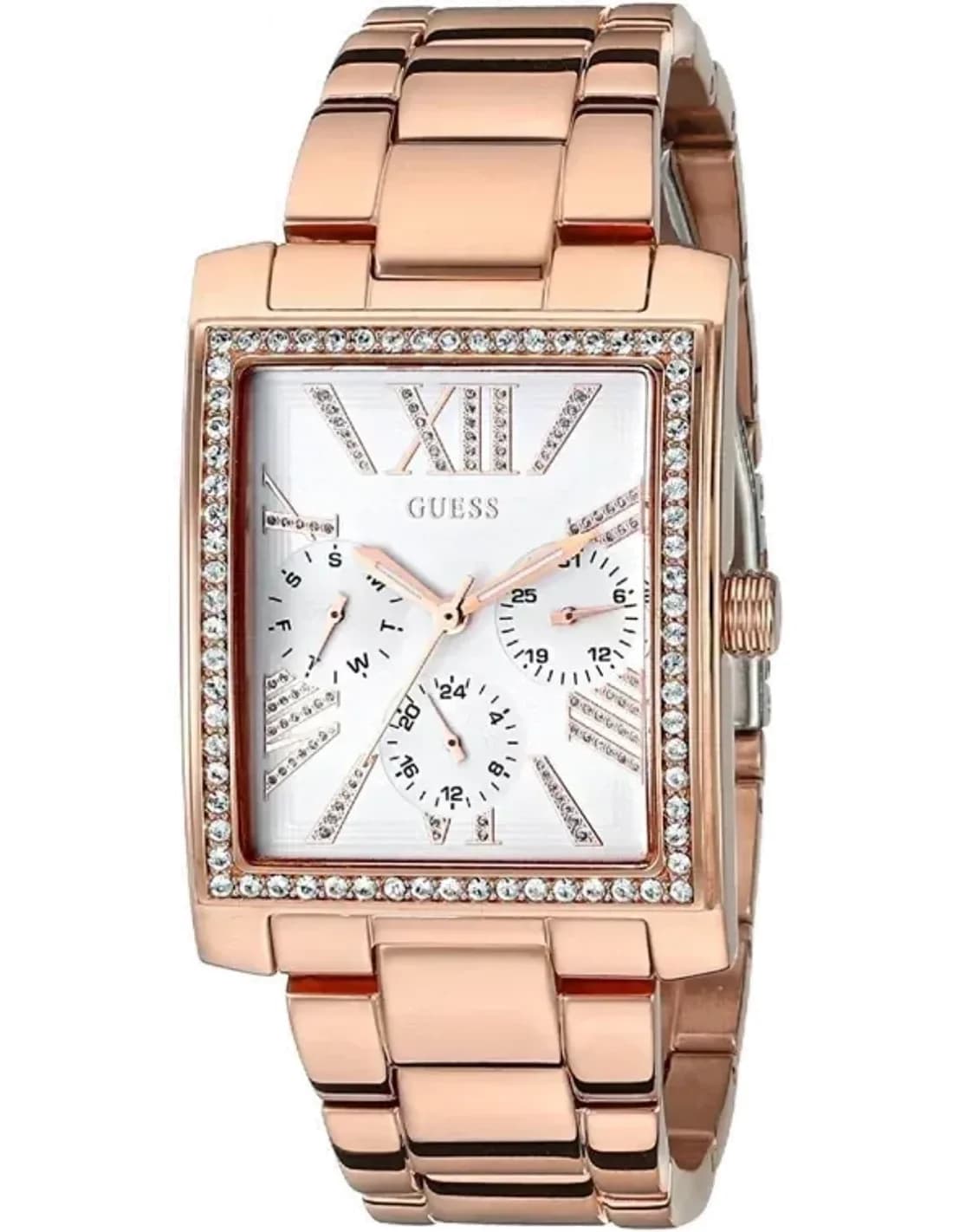 Montre Femme Guess Retro W0446L3 Boîtier carré en acier or rose