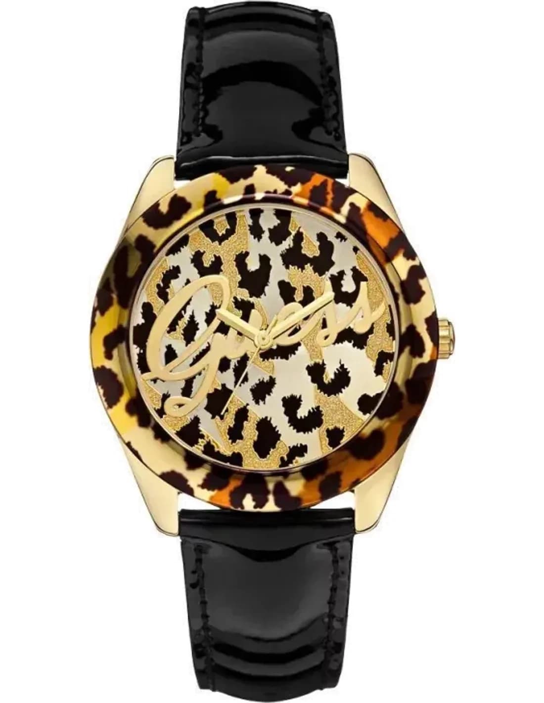 Montre Femme Guess Temptress W0455L2 Bracelet en cuir vernis noir