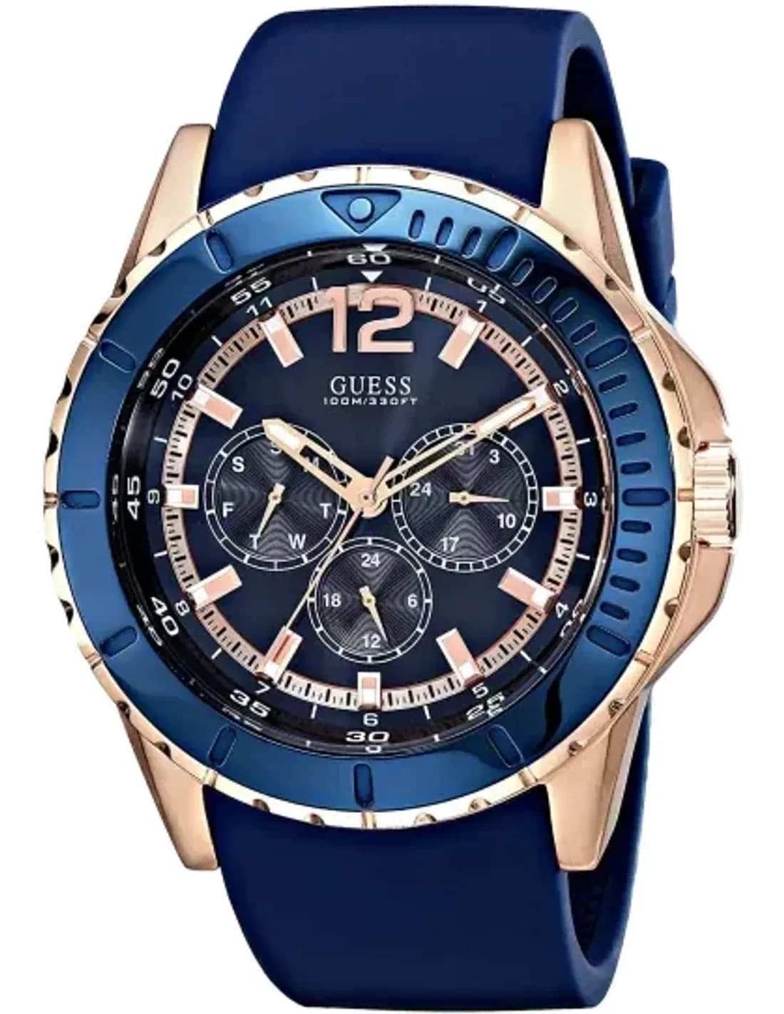 Montre Homme Guess Maverick W0485G1 Bracelet en silicone bleu