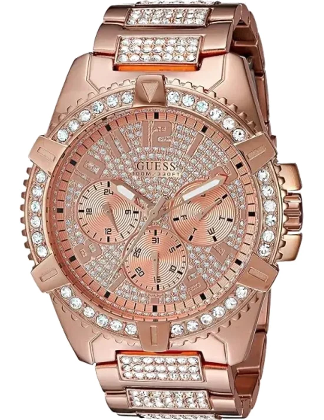 Montre Homme Guess Frontier W0799G3 en acier doré rose cadran XXL 46mm