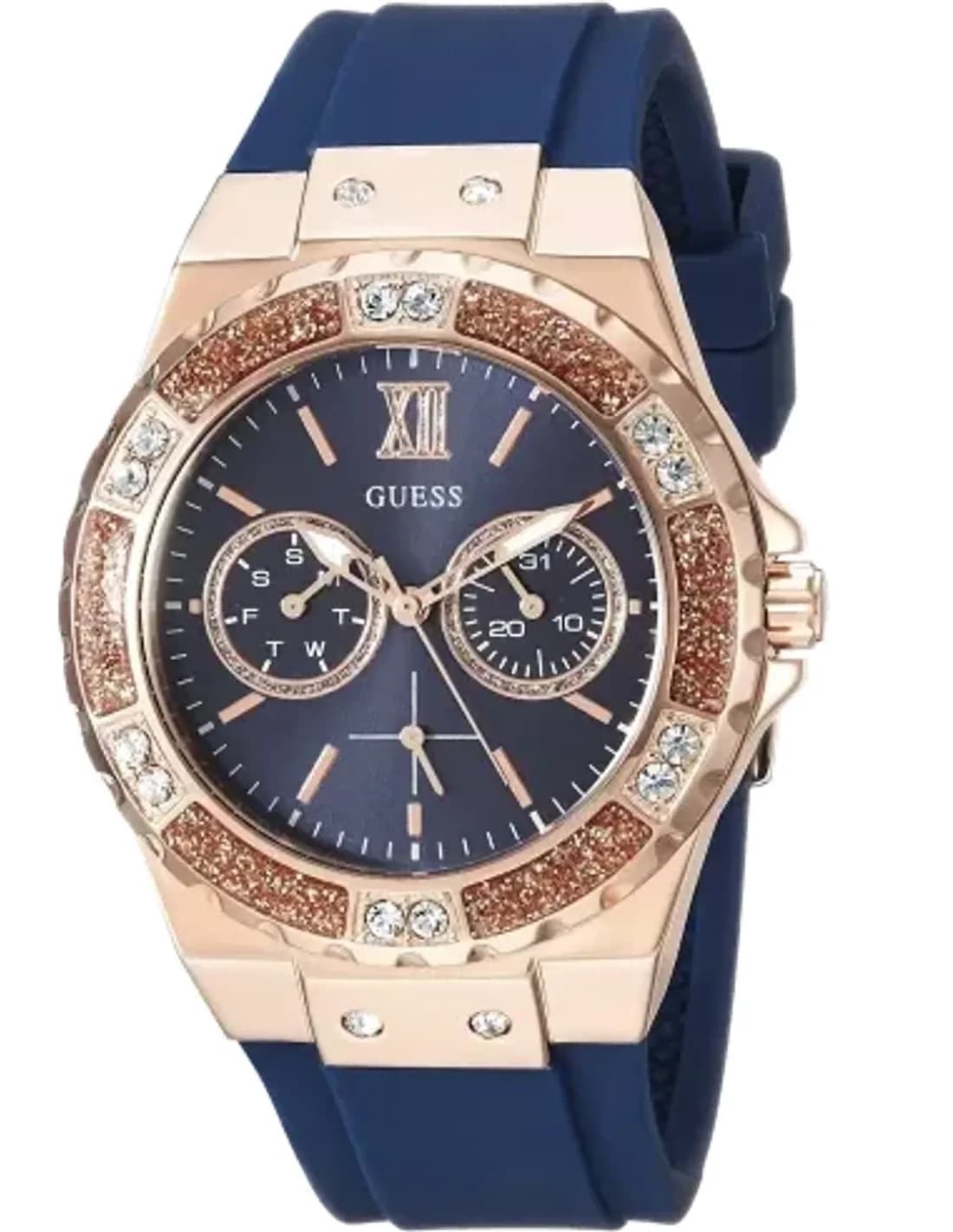 Montre Femme Guess Limelight W1053L1 bracelet silicone bleu cadran multifonction