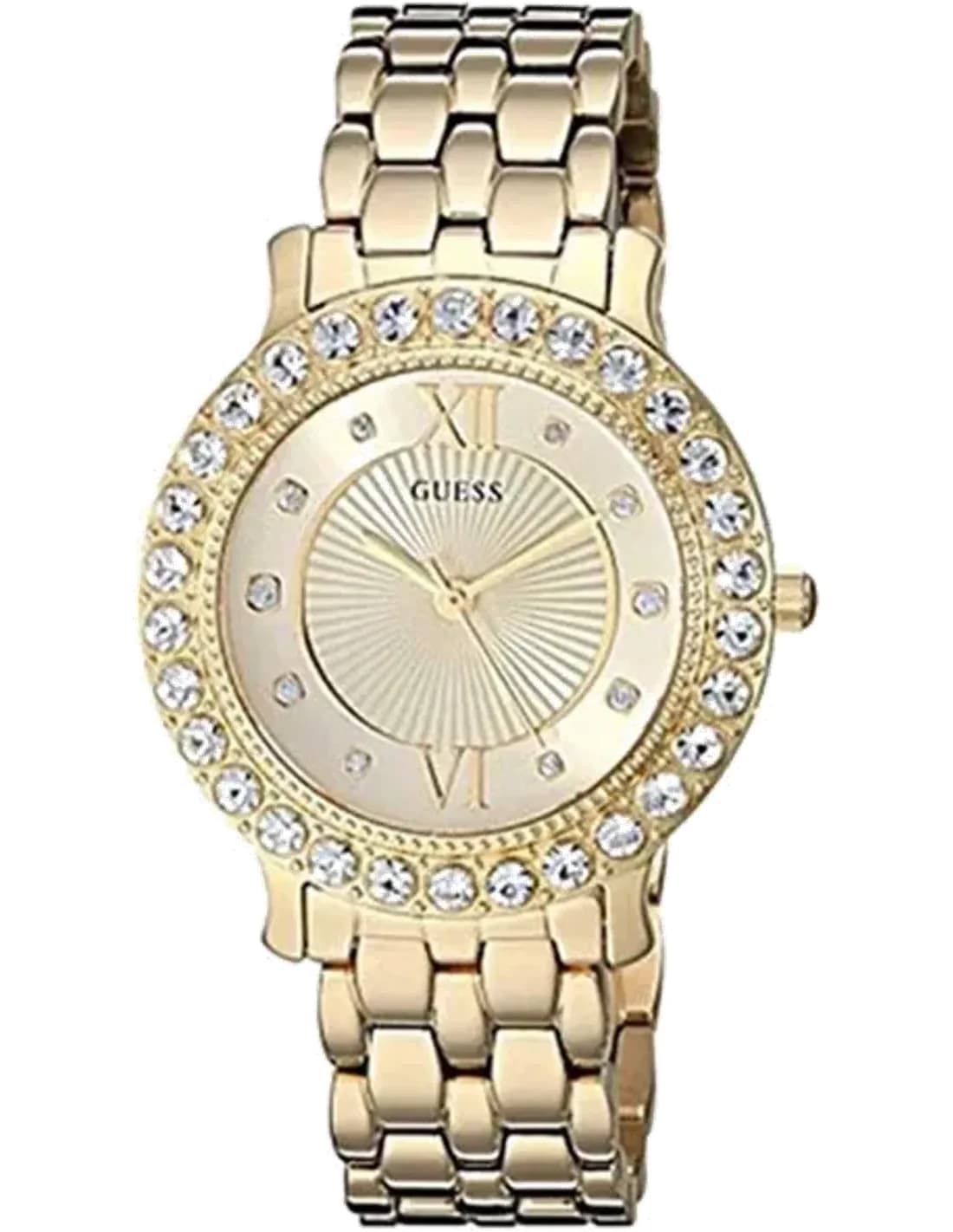 Montre Femme Guess Gold Tone Case W1062L5 Cadran doré Bracelet en acier inoxydable Quartz