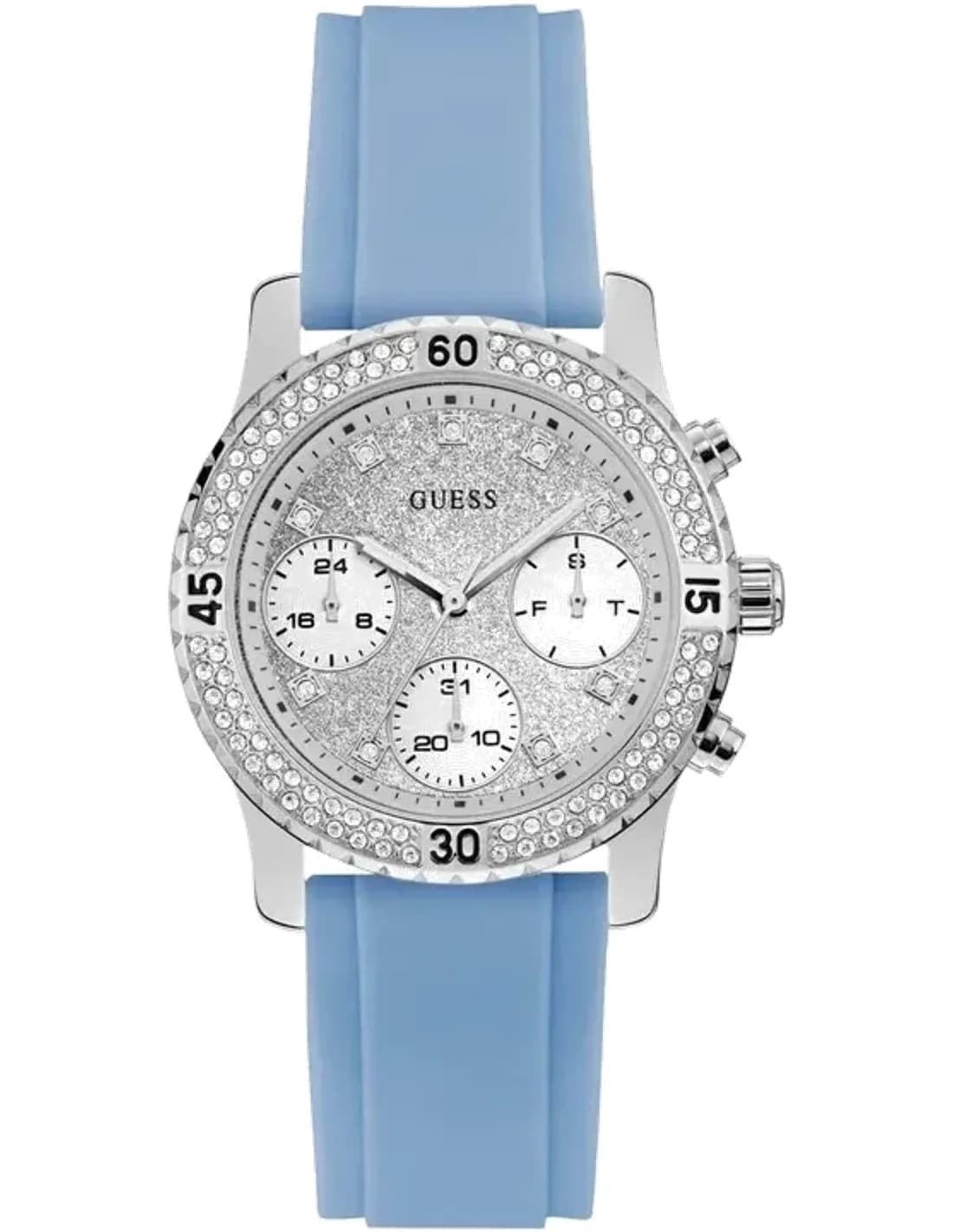 Montre Femme Guess Boîtier argenté de 38 mm W1098L3 Cadran argenté multifonction