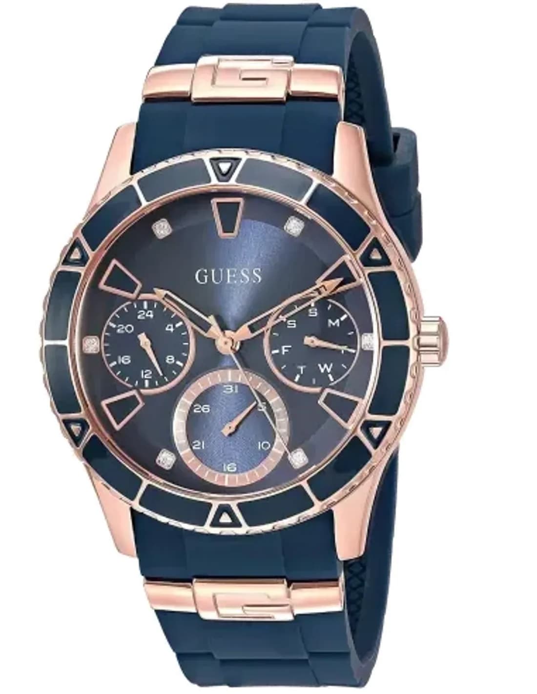 Montre marine Guess Valencia bracelet silicone bleu