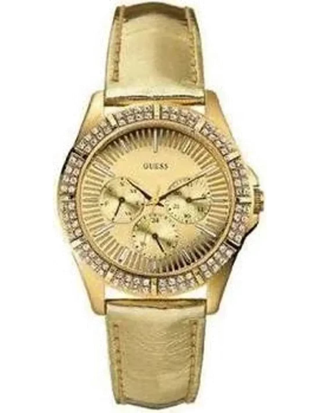 Montre Femme Guess W12013L1 Bracelet doré cuir verni