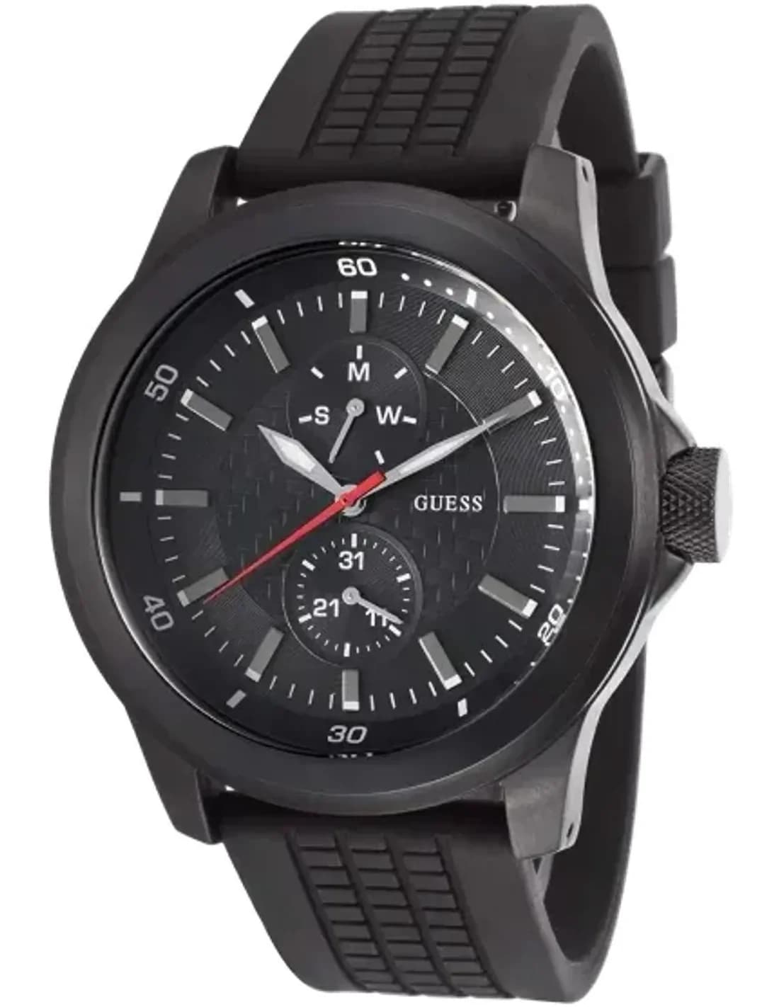 Montre Homme Guess W12656G1 Noire en caoutchouc et acier