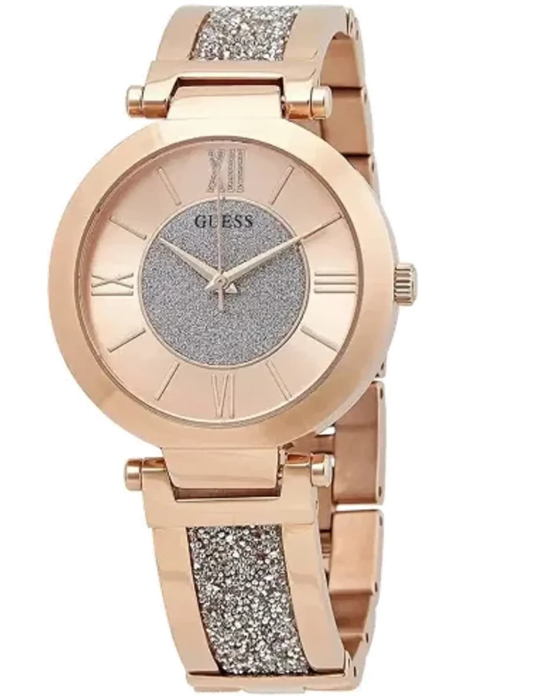 Montre Femme Guess Aurora bracelet bi-ton argent et or rose