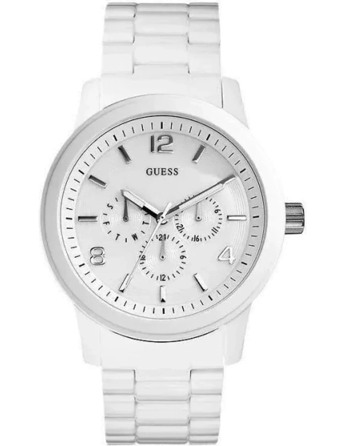 Montre Homme Guess W15090G1 Bracelet Blanc En Acier Inoxydable