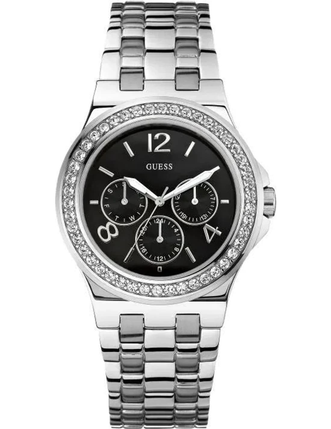 Montre Femme Guess W16561L1 Lunette strassée et cadran noir
