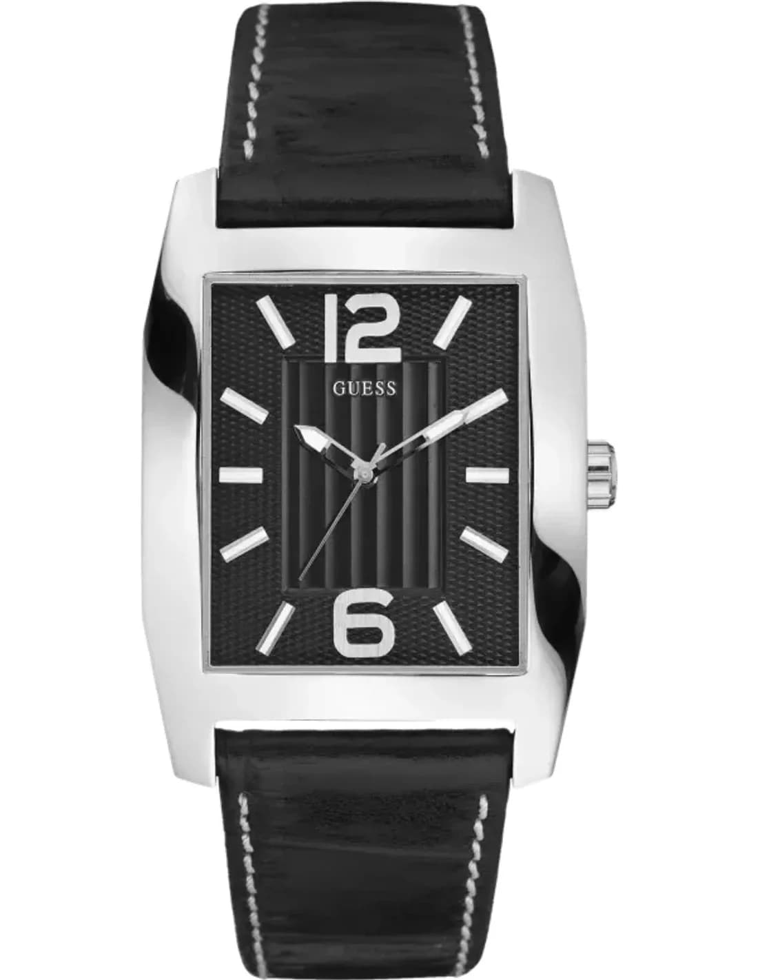 Montre Homme Guess W70023G1 Bracelet Cuir Noir à Surpiqûres