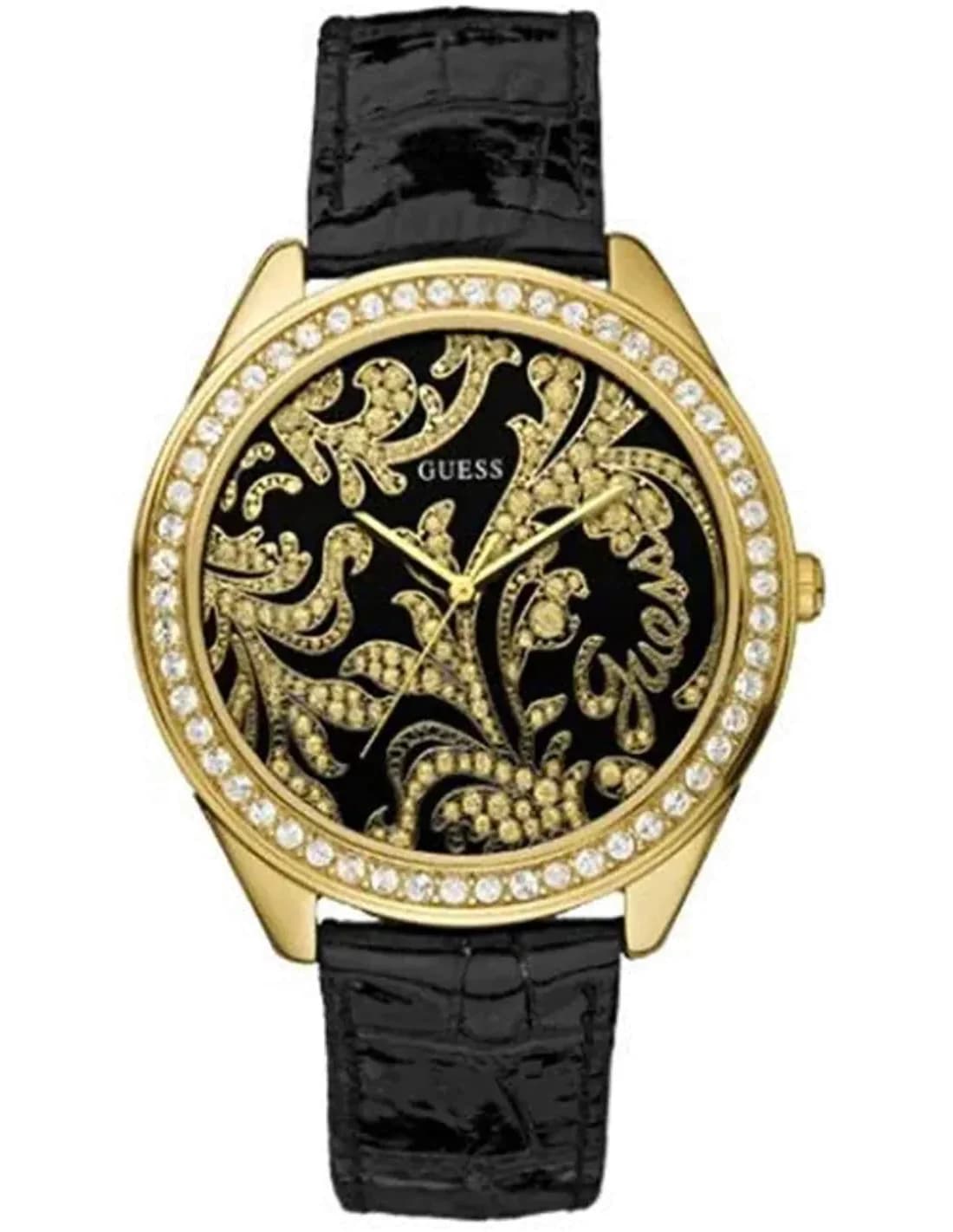Montre Guess Femme W90051L1 Bracelet En Cuir Noir