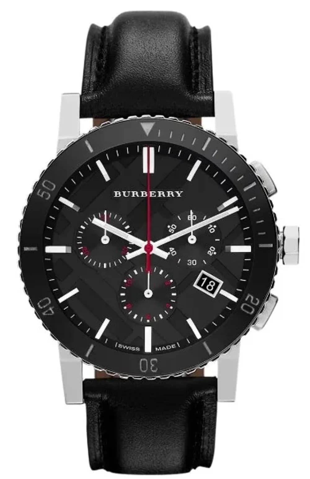 Montre Burberry BU9382 homme cadran noir bracelet cuir