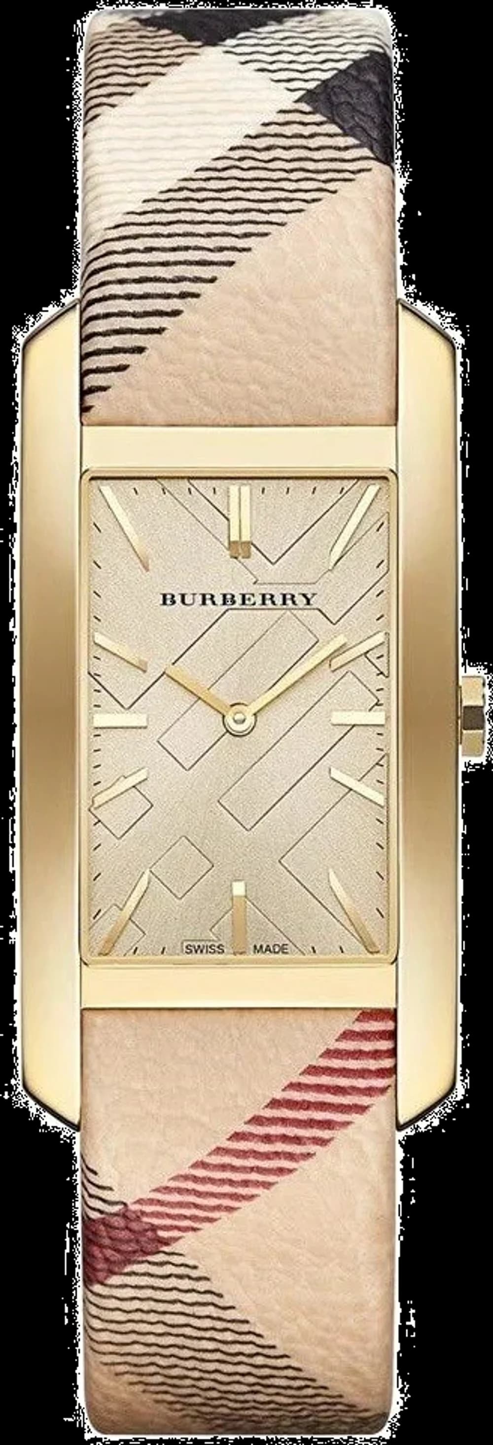 Burberry BU9407 Rectangular Rose Gold Leather Beige Sapphire Glass Women's Watch