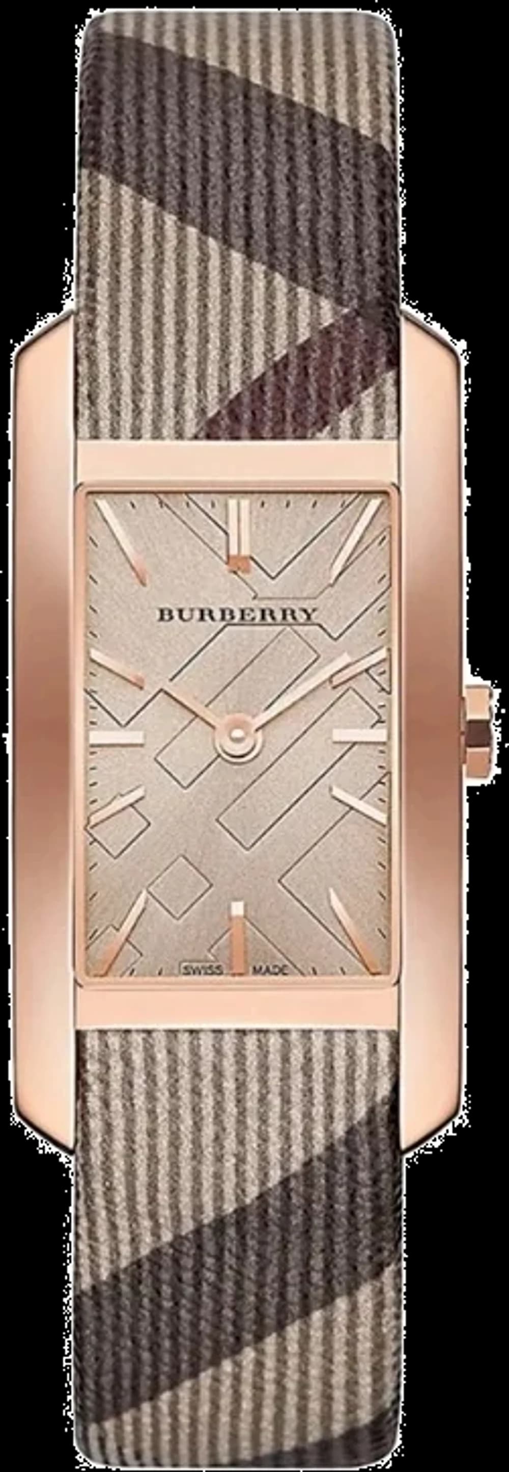 Burberry BU9408 Rectangular Brown Leather Women's Watch Swiss Made