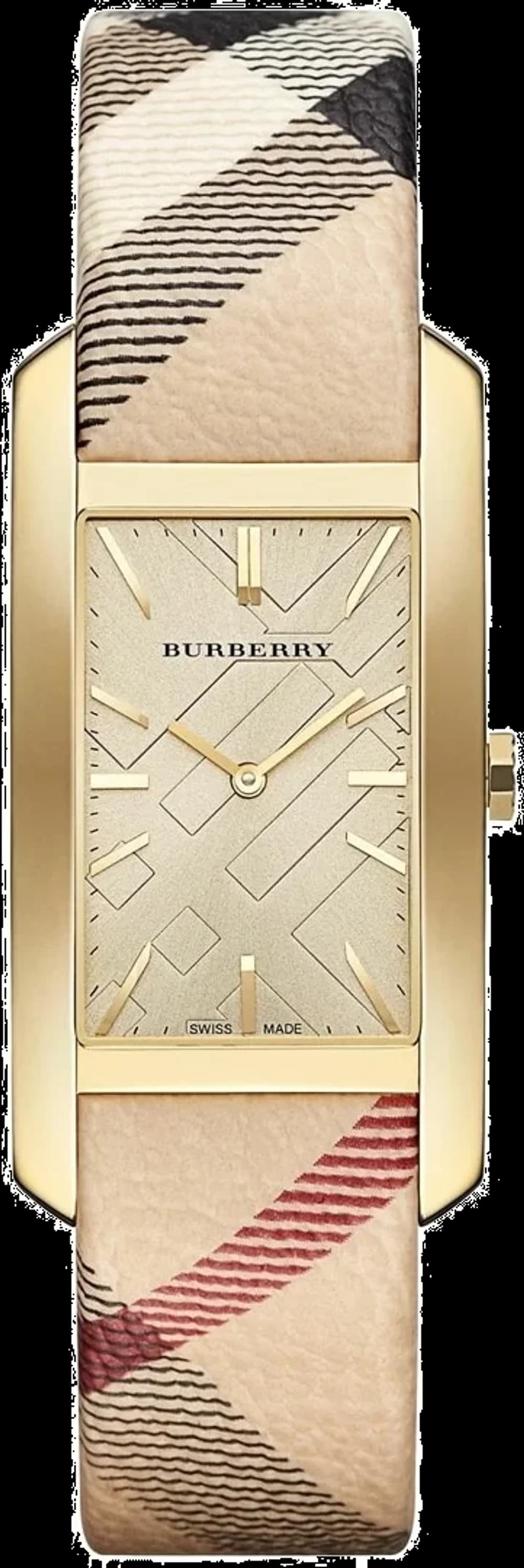Montre Burberry BU9509 femme cadran doré bracelet cuir et tissu