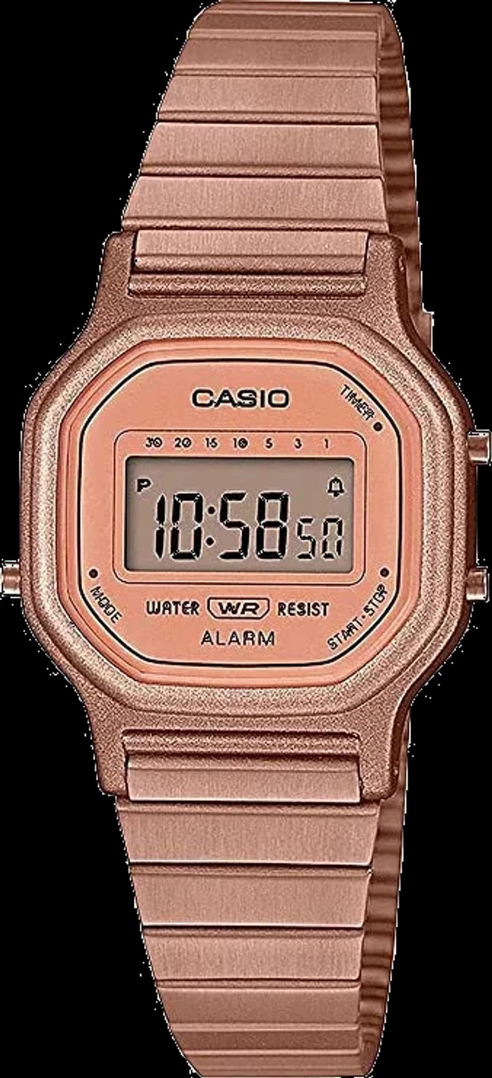 Montre Casio LA-11WR-5AEF femme cadran carré digital or rose