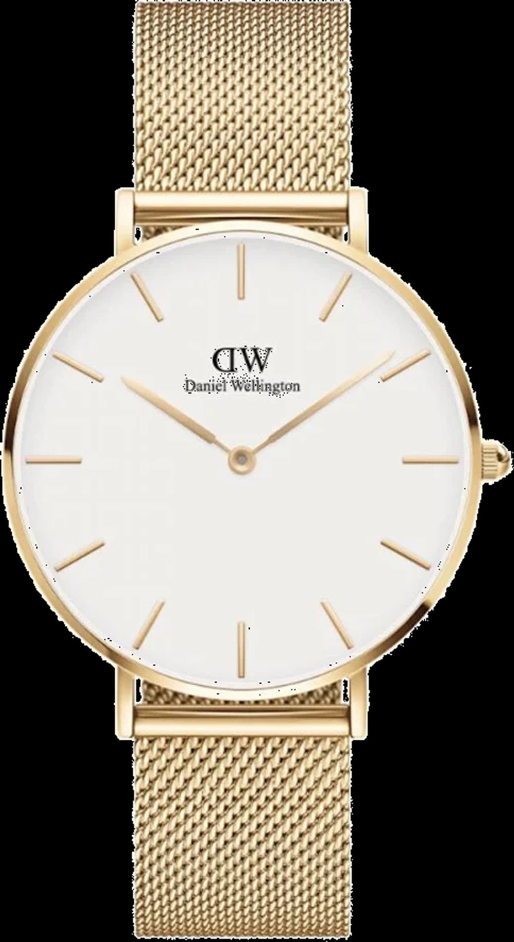 Montre Daniel Wellington DW00100348 Petite Evergold femme cadran blanc maille milanaise doré