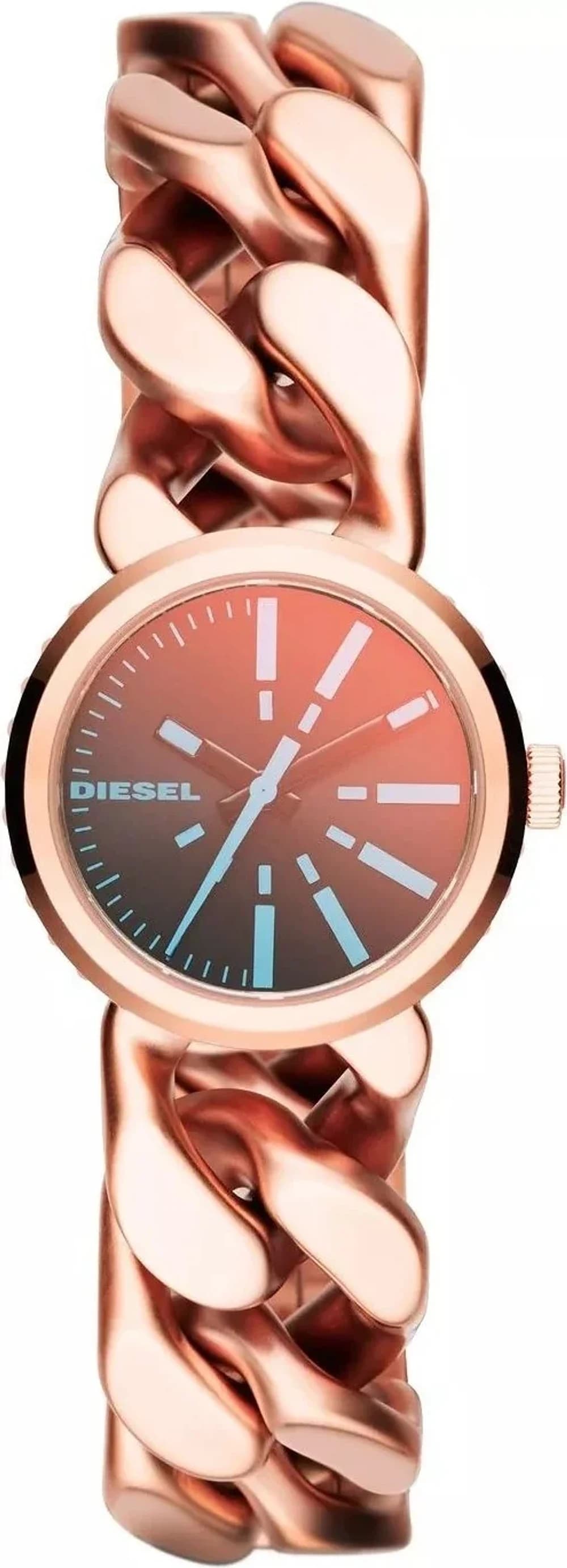Montre Diesel DZ5453 cadran scintillant or rose, acier bicolore, style urbain imposant