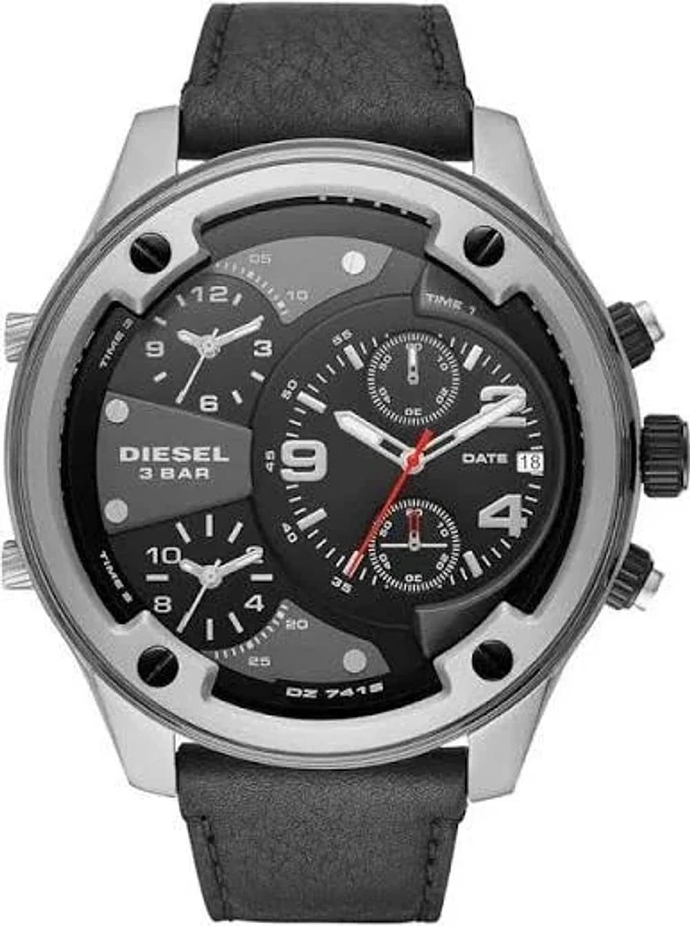 Diesel DZ7415 Boltdown Multi-Dial Black Leather Men's Watch