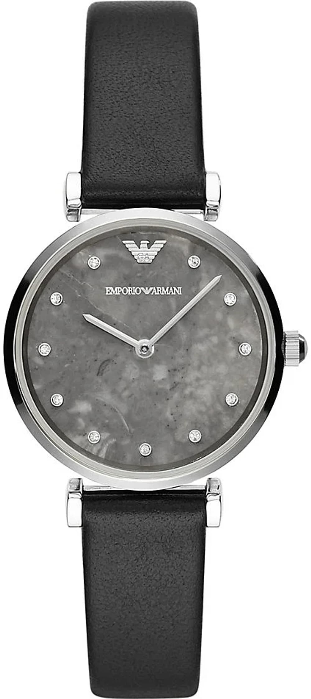 Emporio Armani AR11171 Black Leather Strap Swarovski Crystal Women's Watch