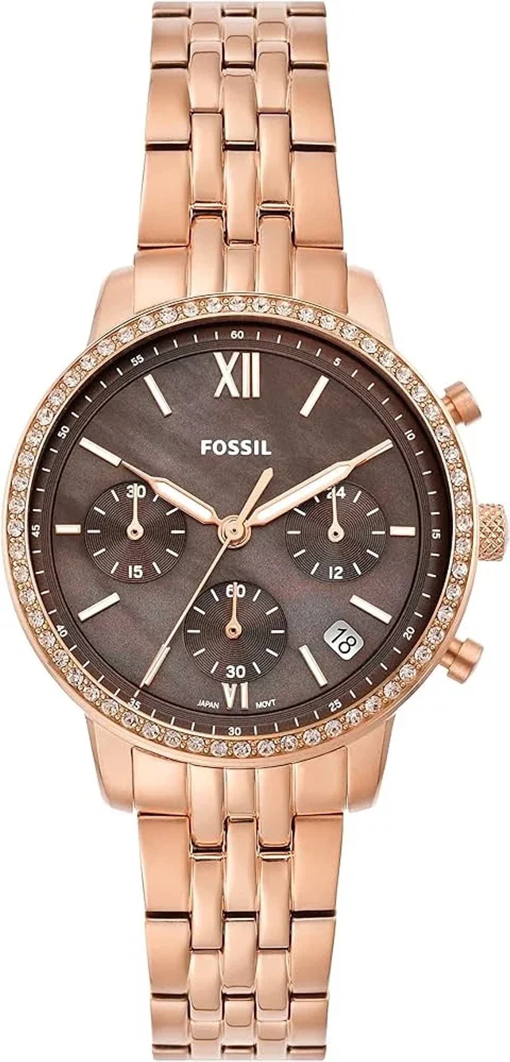 Montre Fossil ES5218 femme cadran marron bracelet acier