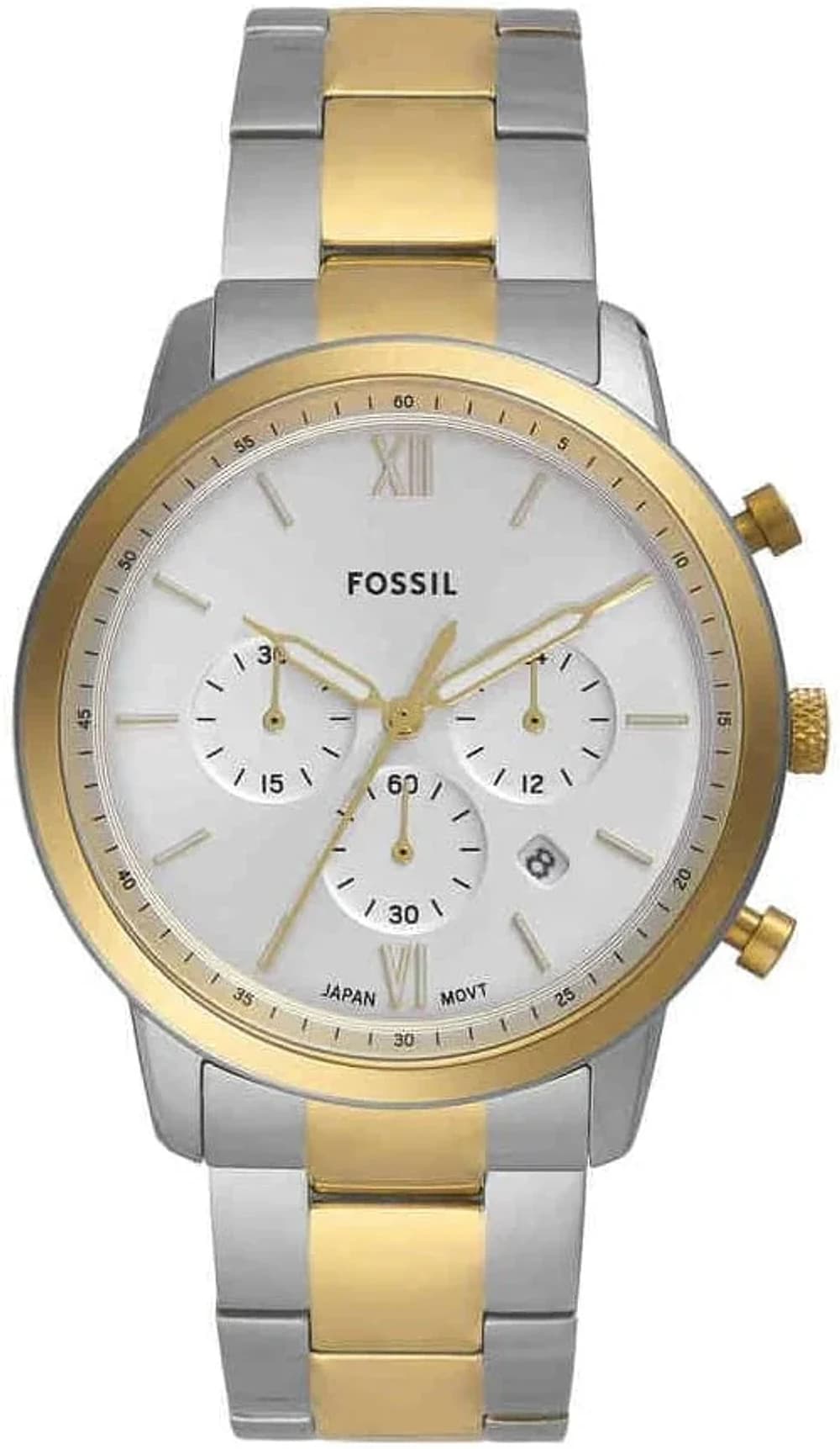 Montre Fossil FS6112 homme cadran blanc bracelet acier