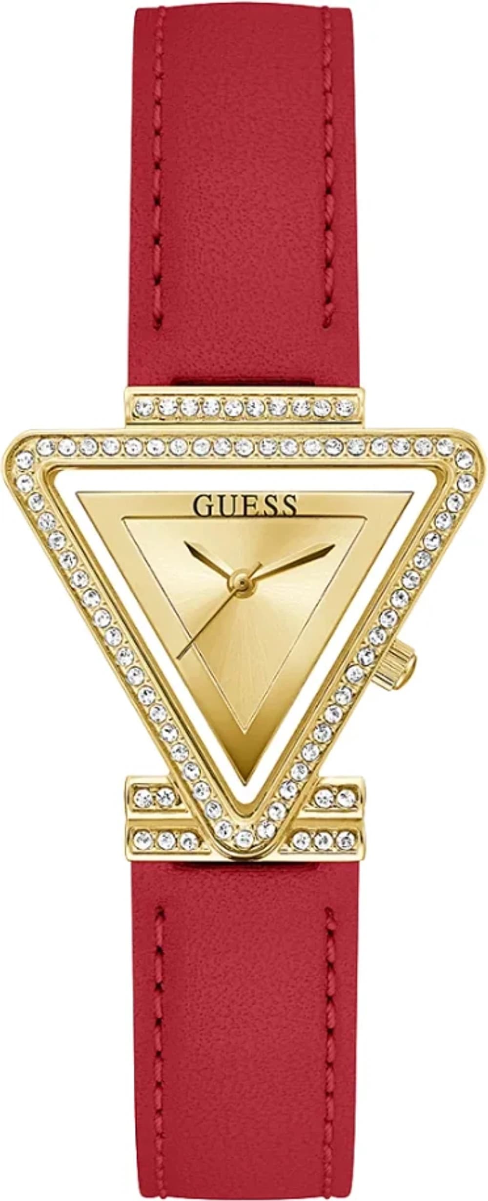 Guess GW0504L2 Gold Triangle Case Red Leather Women's Watch