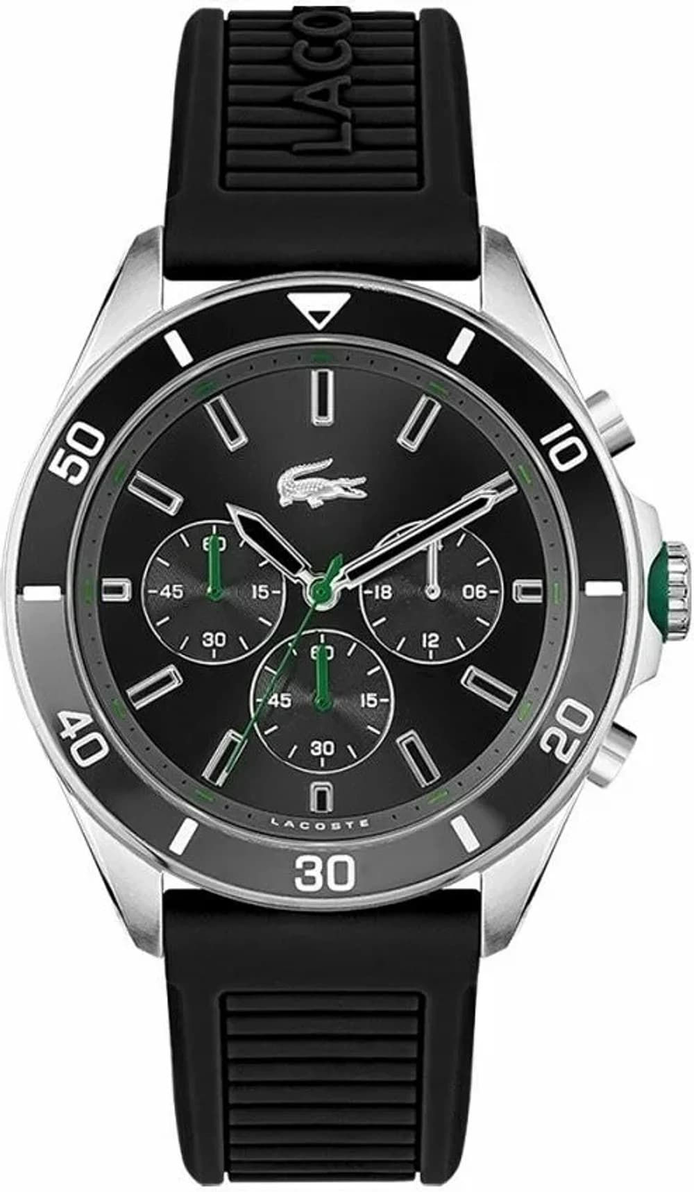 Lacoste 2011152 Tiebreaker Black Silicone Strap Multifunction Dial Watch