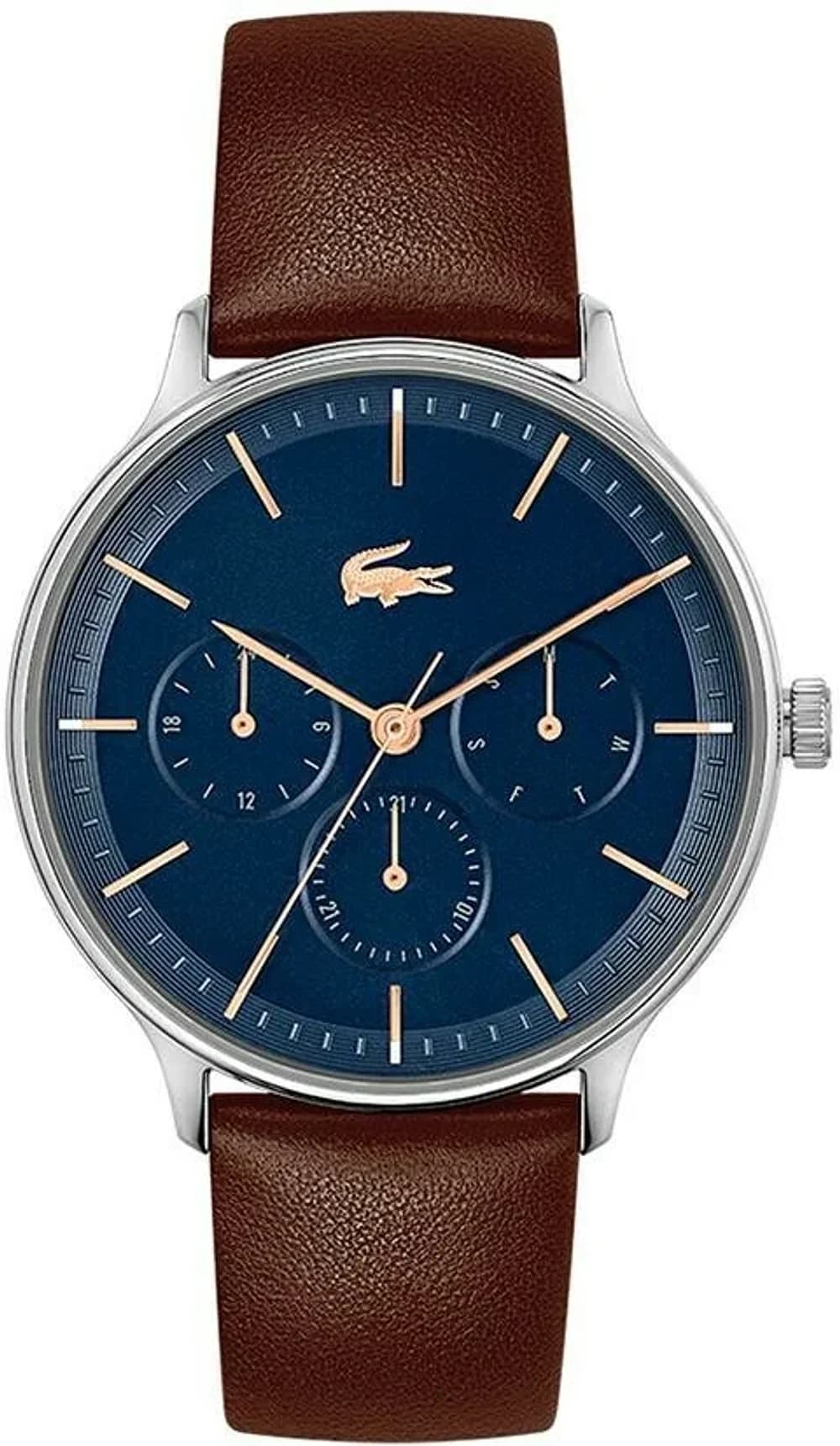 Lacoste Club 2011227 Men's Watch Brown Leather Strap Multifunction Dial