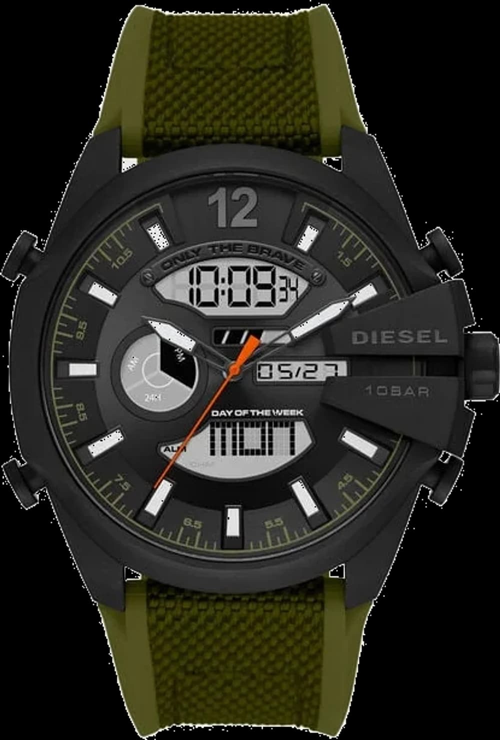 Diesel DZ4549 Men's Watch Green Nylon and Silicone Strap Multifunction Dial