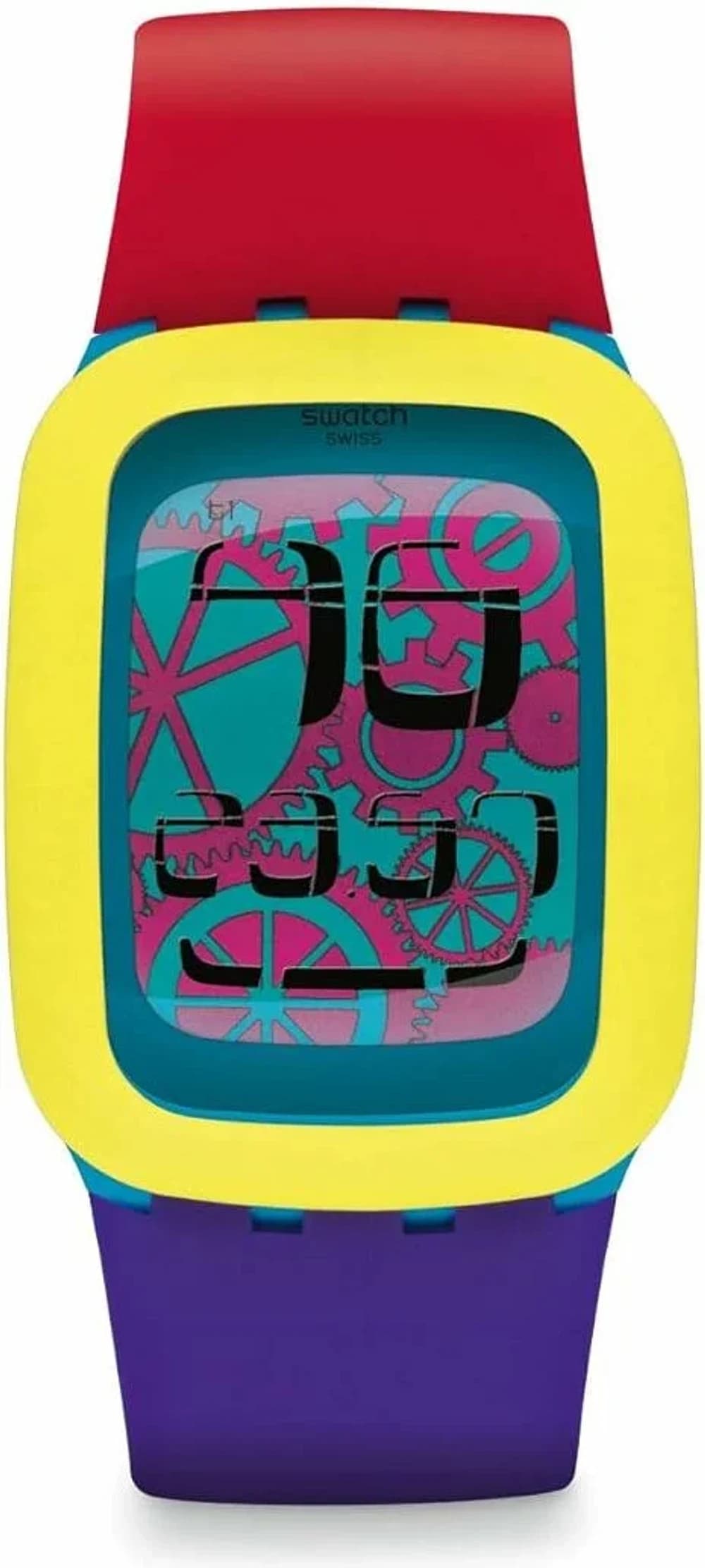 Montre Swatch SURS101 avec cadran blanc, écran tactile et aiguilles noires, style décontracté