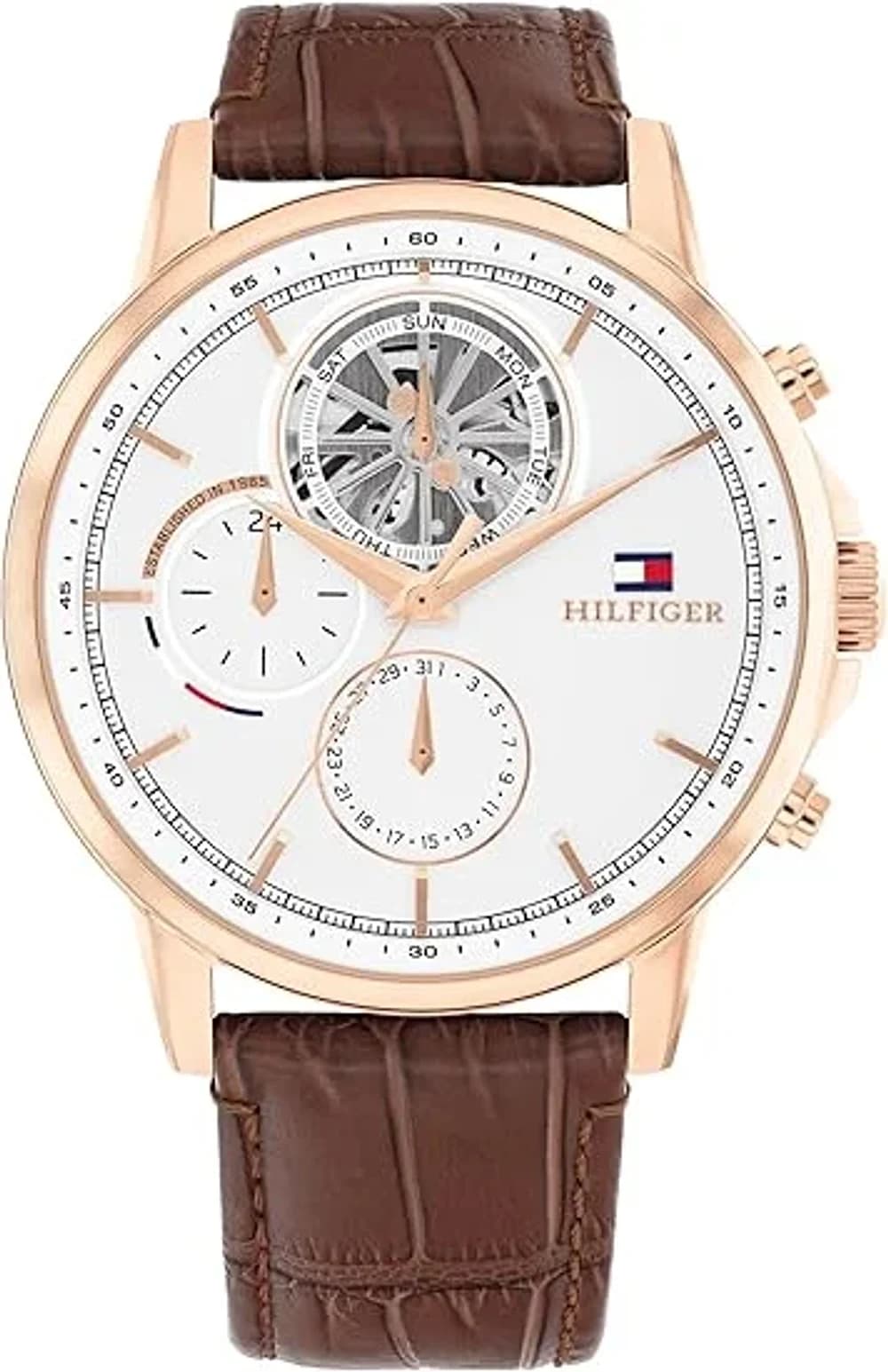Montre Homme Tommy Hilfiger Stewart 1710606 cadran blanc bracelet cuir