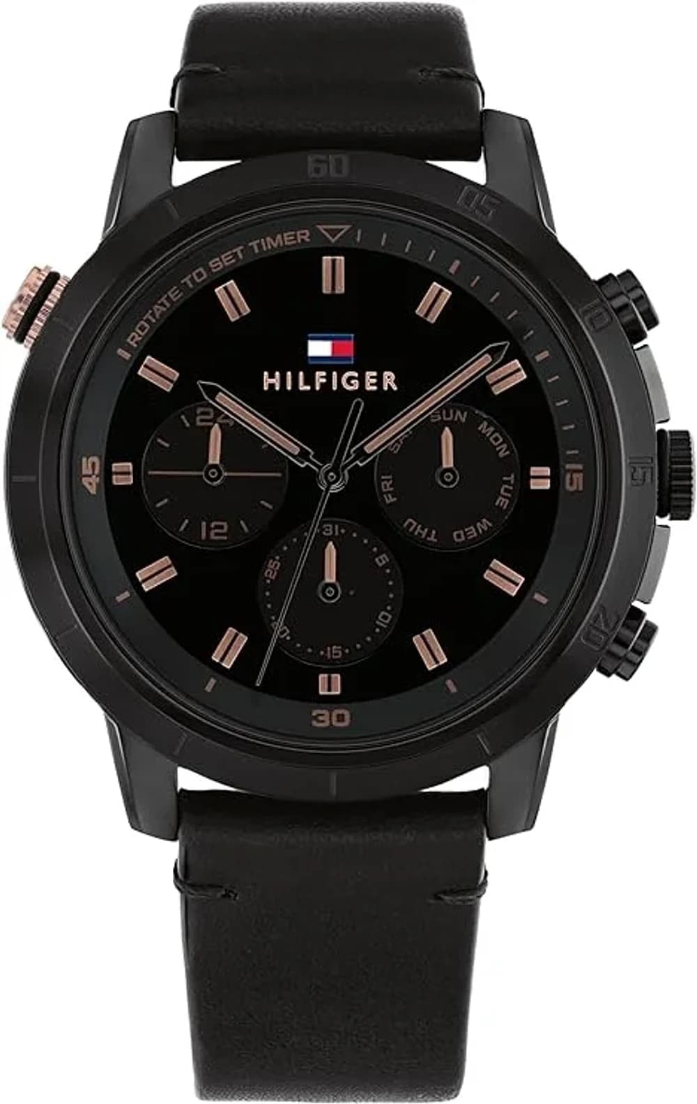 Montre Homme Tommy Hilfiger Troy 1792110 cadran noir bracelet cuir